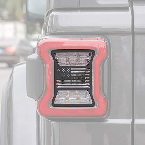 Iparts Black Taillight Guard Tail Light Cover Protector for 2018 2019 Jeep Wrangler Accessories JL JLU - USA Flag Style2 - Thumbnail 3