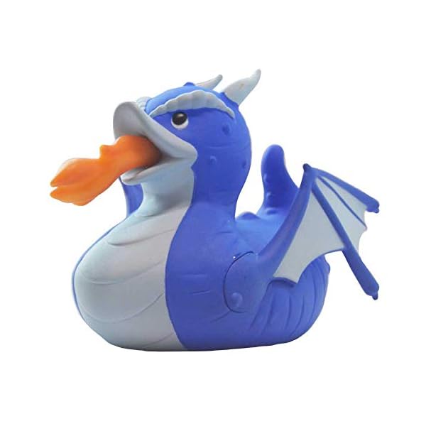 Wild Republic Rubber Duck Drachenblau, Gummiente, Badewannen-Geschenke für Kinder, Quietscheentchen, Badespielzeug für Babys, Gummiente lustig, Badeente zum Sammeln, 10 cm, 4"