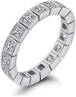 NEWBARK 17pcs Round Cubic Zirconia 18k White Gold Plated Wedding Band Promise Ring, Size 8
