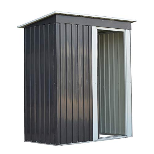 Ainfox Storage Shed, Lawn Garden Toolsheds Durable Paint Finish Steel Backyard Garden Black - Thumbnail 3