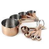 8-Piece Copper Measuring Cup & Spoon Set; Hammered Copper Style with Stainless Steel