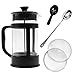 French Press Coffee Maker Bundle ~ 34 Oz (8 4oz.cups), Stainless Steel Components, Double Filter, Borosilicate Glass, 5 FREE Bonuses, Best Coffee Press Pot