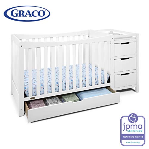 image for Storkcraft Graco Remi 4-in-1 Convertible Crib and Changer, White, Easi