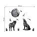 BIBITIME Creative Howling Wolf Silhouette Stickers Vinyl Moon Flying Birds Wall Decal for Living Room Porch Cinemas Window Nursery Kids Room Decor Home Art Mural