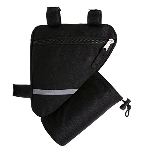 2 Pieces Bike Triangle Bags, Waterproof Bicycle Front Tube Frame Bag, Double-Sided Reflective Decoration Makes Night Riding Safer (Red + Black)