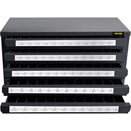 VEVOR Drill Bit Dispenser FiveDrawer Drill Bit Dispenser, 60