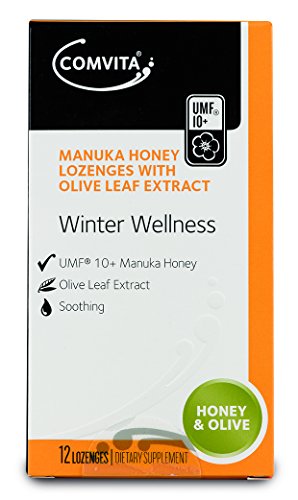 Comvita Manuka Honey Lozenges with Olive Leaf Extract, Natural Health Supplement, 12 Ct