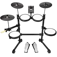 RockJam Mesh Head Kit, Eight Piece Electronic Drum Kit with Mesh Head, Easy Assemble Rack and Drum Module including 30 Kits, USB and Midi connectivity