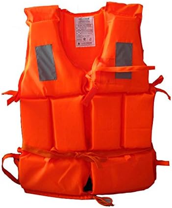 Smarty Universal Safety Professional Orange Life Jacket Floating Vest Survival Suit with a whistle for Kids Adult Swimming Kayak Boating Fishing (Adult)