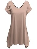 Doublju Womens Short Sleeve Cut-Out Shoulder Tunic Blouse Top