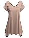 Doublju Womens Short Sleeve Cut-Out Shoulder Tunic Blouse Top