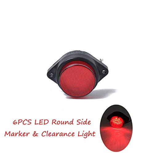 Quaanti 2PC 6LED Car Side Marker Lights Truck Clearance Lights Round Lamp for Automobiles Truck Trailer 12-24V Red (Red) - Thumbnail 7