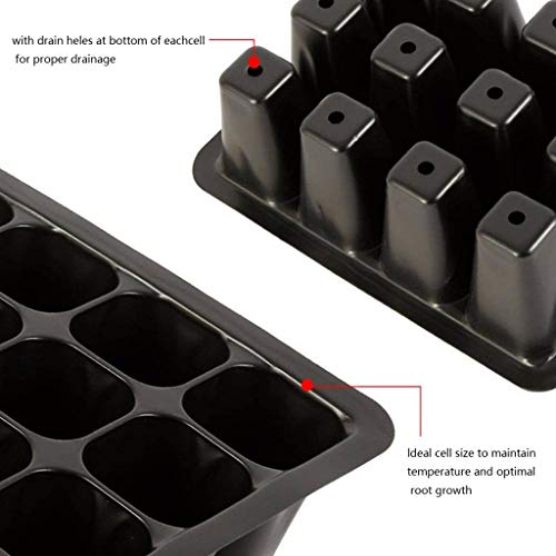 BeGrit 12-Cell Seed Tray Plant Germination Trays 4 Pack Seed Propagator Tray Set Cavity Insert Starter Trays Plant Starter Kit (19cmx11cmx14cm) with Plastics Plant Label for Greenhouse