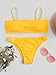 SweatyRocks Women's Sexy Bikini Set Removable Strap Wrap Padding Ribbed Swimwear Set Yellow L