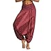 Lcoco&Dream Women's Drop Bottom Elastic Waist Loose Fit Baggy Gypsy Hippie Boho Yoga Harem Pants