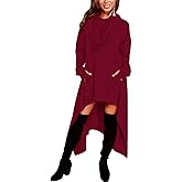 Sprifloral Womens Asymmetric Hem Long Sleeve Loose Casaul Hoodies Sweatshirts Tunic Tops