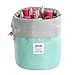 Travel Cosmetic Bags Barrel Makeup Bag,Women&Girls Portable Foldable Cases,Euow Multifunctional Toiletry Bucket Bags Round Organizer Storage Pocket Soft Collapsible,Waterproof.(Light blue) primary