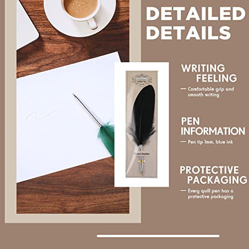 12 Pcs Feather Ballpoint Pen Ink Quill Ballpoint Pen Vintage Feather