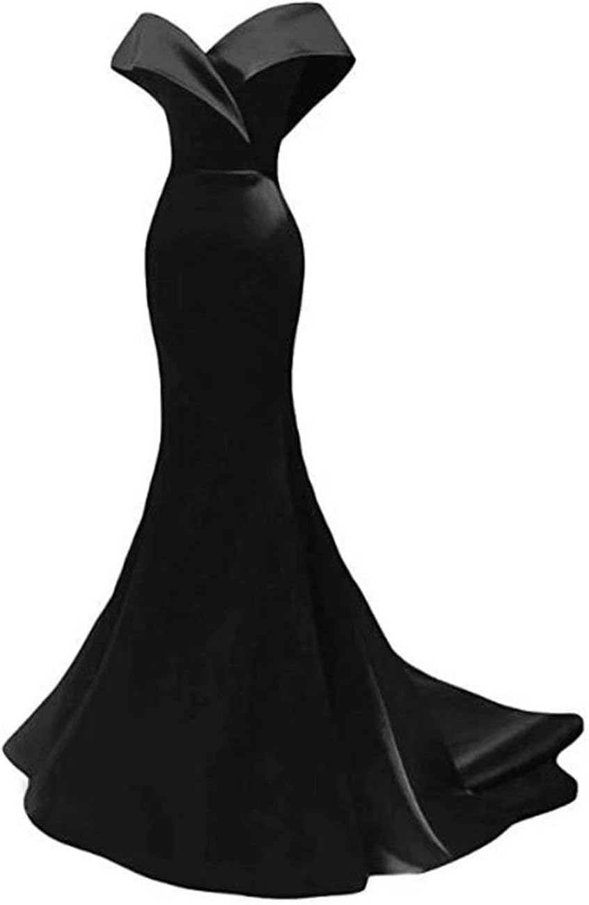 black satin fishtail dress
