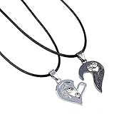 Perman Lovers Necklace, 2 in 1 Jigsaw I Love You Heart Pendant Couples Necklace for Valentine's Day Present, Cheap Stuff
