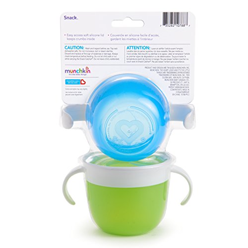 Munchkin Snack Catcher Toddler Snack Cups, No Spil, 2 Pack Containers, Blue/Green