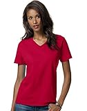 HN LAD COMFRT SOFT VEE NECK T (DEEP RED) (S)