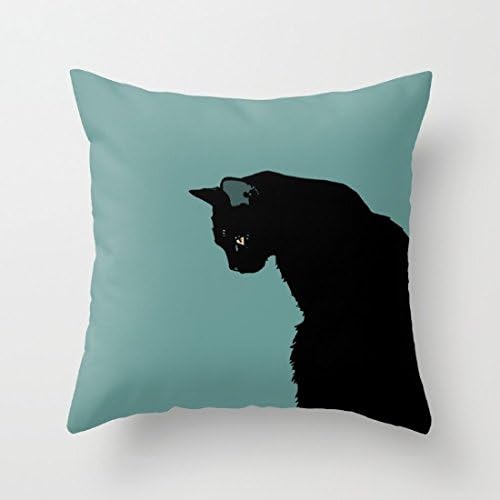 Decorative Square Pillow Case Cushion Cover 24X24 Inches Pillow Covers - Blue Cat Throw Pillow Case