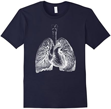 Mens Lungs Heart Organs Grays Medical Diagram Funny T-Shirt Medium Navy