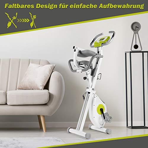 FitnessClub-X-Bike-Klappbar-Indoor-Heimtrainer-Fahrrad-Hoehenverstellbar-8-magnetische-Widerstandseinstellungen-mit-Rueckenlehne-Handpulsmessung-und-LCD-Monitor-inkl-Spannungsseil