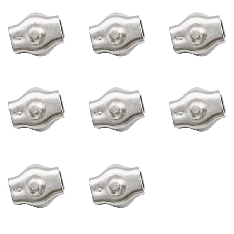 8Pcs 304 Stainless Steel Single Wire Rope for M4,Clip Cable Clamp,Adjustable Wire Clamps for Wire Rope Fixed
