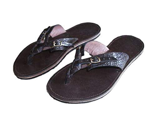 croc leather sandals