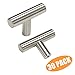 Probrico Kitchen Cabinet Knobs, Stainless Steel Drawer Pulls Satin Nickel Dresser Knobs Furniture Hardware,2 Inch Total Length Euro T Bar, 30 Pack - Single Hole, Brushed Nickel