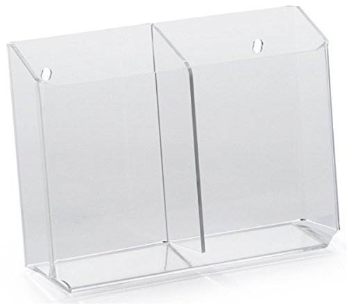 Displays2go Wall Mount Brochure Holder, Dual Pocket for 4x9" Pamphlets, Set of 2 Holders (2LITPOCKT)