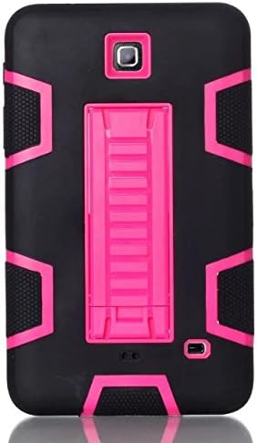 Samsung Galaxy Tab 4 7.0 Inch Case,T230 Case,Betty 3 Layer Full-body Heavy Duty Shockproof Bumper Armor Defender Cover with Built in Kickstand for Samsung Galaxy Tab 4 7.0 T230 (Black+Rose)