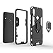 BestAlice for Xiaomi Redmi 7 case, Hybrid Heavy Duty Protection Shockproof Defender Kickstand Armor Case Cover Tempered Glass Screen Protector，Black