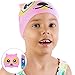 Swim Cap Kids Swimming Cap for Kids Girls Boys Youth Childrens Silicone Hat (Pink Colour)