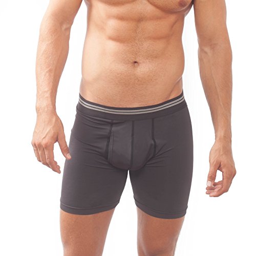 UnderFlex Compression Boxer Briefs for Men: UPF 50 Built into Fabric. Black - Thumbnail 4