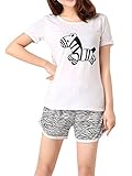 VENTELAN Women's Cute Zebra Sleepwear Short Sleeve Pajamas Casual Summer Nighty