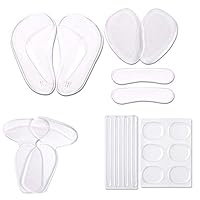 INTVN Heel Cushion Inserts - 6 In 1 Gel Insoles Sets, Heel Grips & Shoe Pads for Women - Non-Slip Gel Back of Heel Liners, Foot Care Kit to Relieve Protection Against Pain and Blisters, Anti Slip Shoe