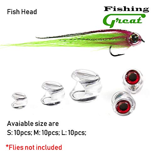Greatfishing 30PCS Fly Tying Fish Head for Streamer Flies with Eyes Fly Fishing Bait Lure Making Material - Thumbnail 3