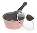 Neoflam 1.9qt Saucepan Butter Warmer Milk Boiling|Melting Pot, Ecolon Healthy Ceramic Nonstick Coating PFOA-free, 2 Pour Spouts, Dishwasher Safe, Pink