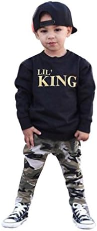 Kids Outfits,Laimeng_world Toddler Baby Boy 2PCs Letter T shirt Tops+Camouflage Pants Clothes Set