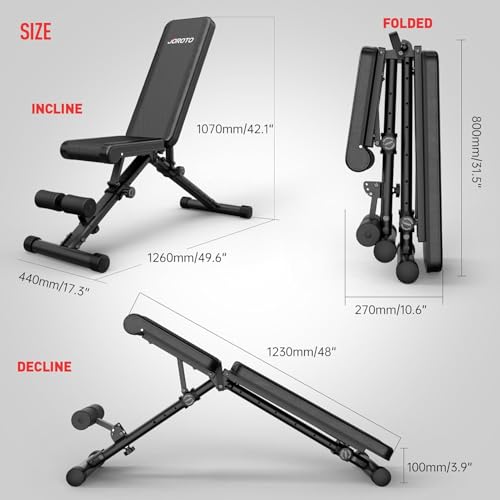 JOROTO Adjustable Weight Bench, Full Body Workout Strength Training Bench Press Foldable Incline Decline Bench Sit Up Exercise Equipment for Home Gym 700lbs/800lbs/1000lbs