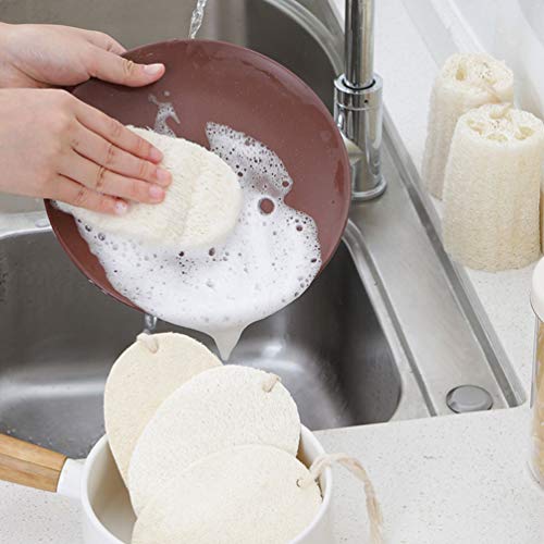 Natural Dish Scrubbers,Loofah Sponge for Kitchen 3 PCS, Greener Clean