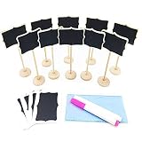 Mini Chalkboard, Mini Chalkboards with Stand, 2 Chalk Markers and Cleaning Cloth for Wedding Party Table Numbers, Place Cards, Food Name Card, Decorative Sign (Pack of 10) by E-Conoro