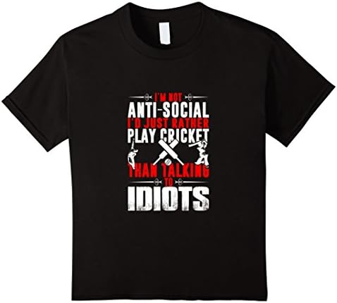 Kids Funny Cricket T-shirt 8 Black