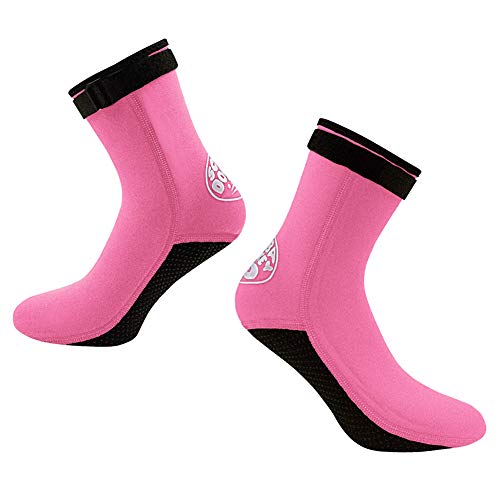 Nachvorn Wetsuits Socks Premium 3mm Neoprene Water Fin Socks for Beach Swim Surf Yoga Exercise Sand Activities PinkNew L