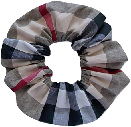 Beige Nova Check Hair Scrunchie British Made