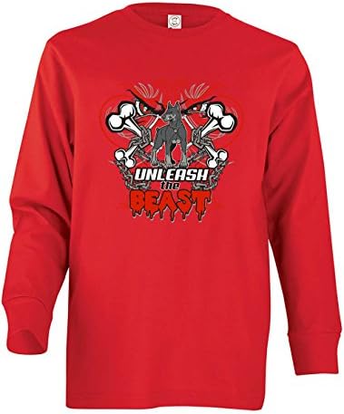 Tenacitee Boy's Youth Unleash The Beast Long Sleeve T-Shirt, X-Small, Red