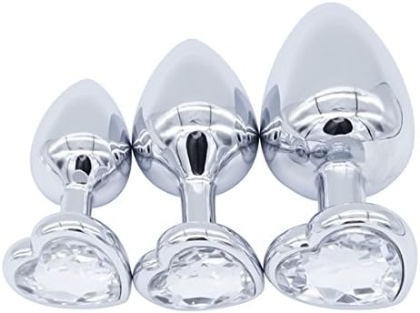 APMIX 3PCS Metal Heart Shape Men Women Se-x Toys Body Safe Ana-l Se-x-White